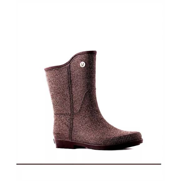 NEW ULAN fabric touch rain boots in brown - Picture 2 of 2